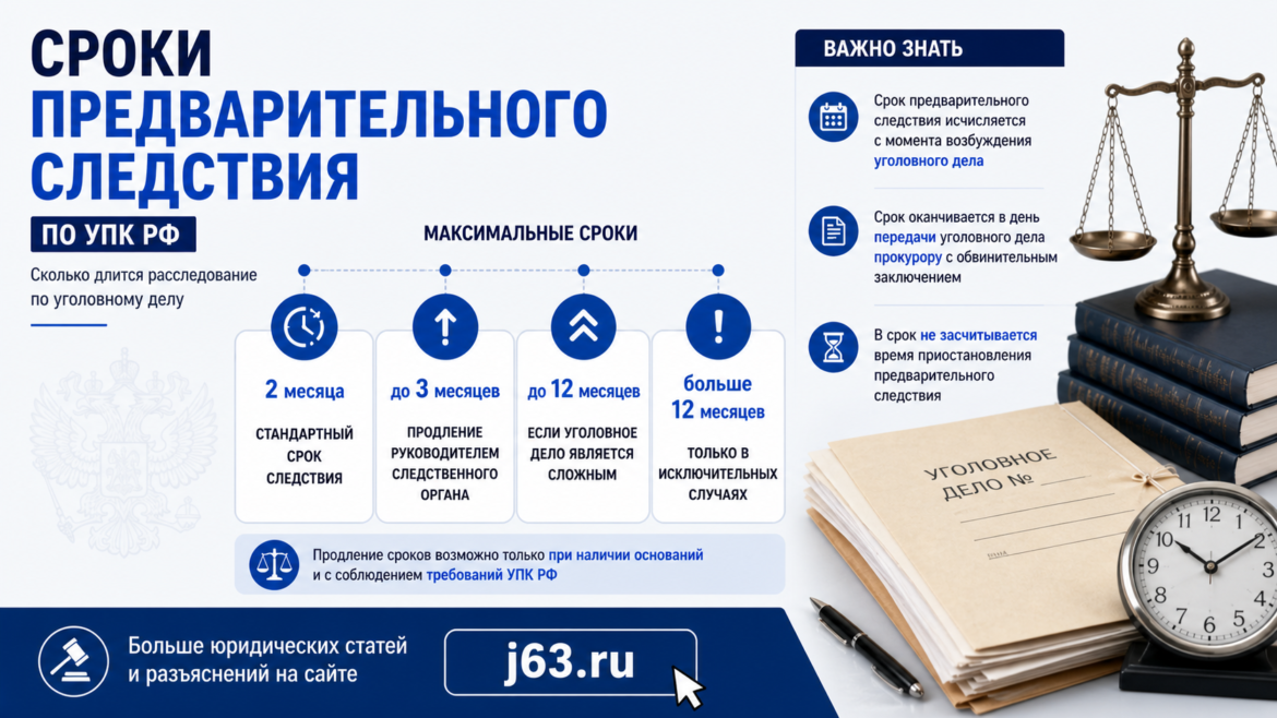 Сроки предварительного следствия по УПК РФ: таблица 2026